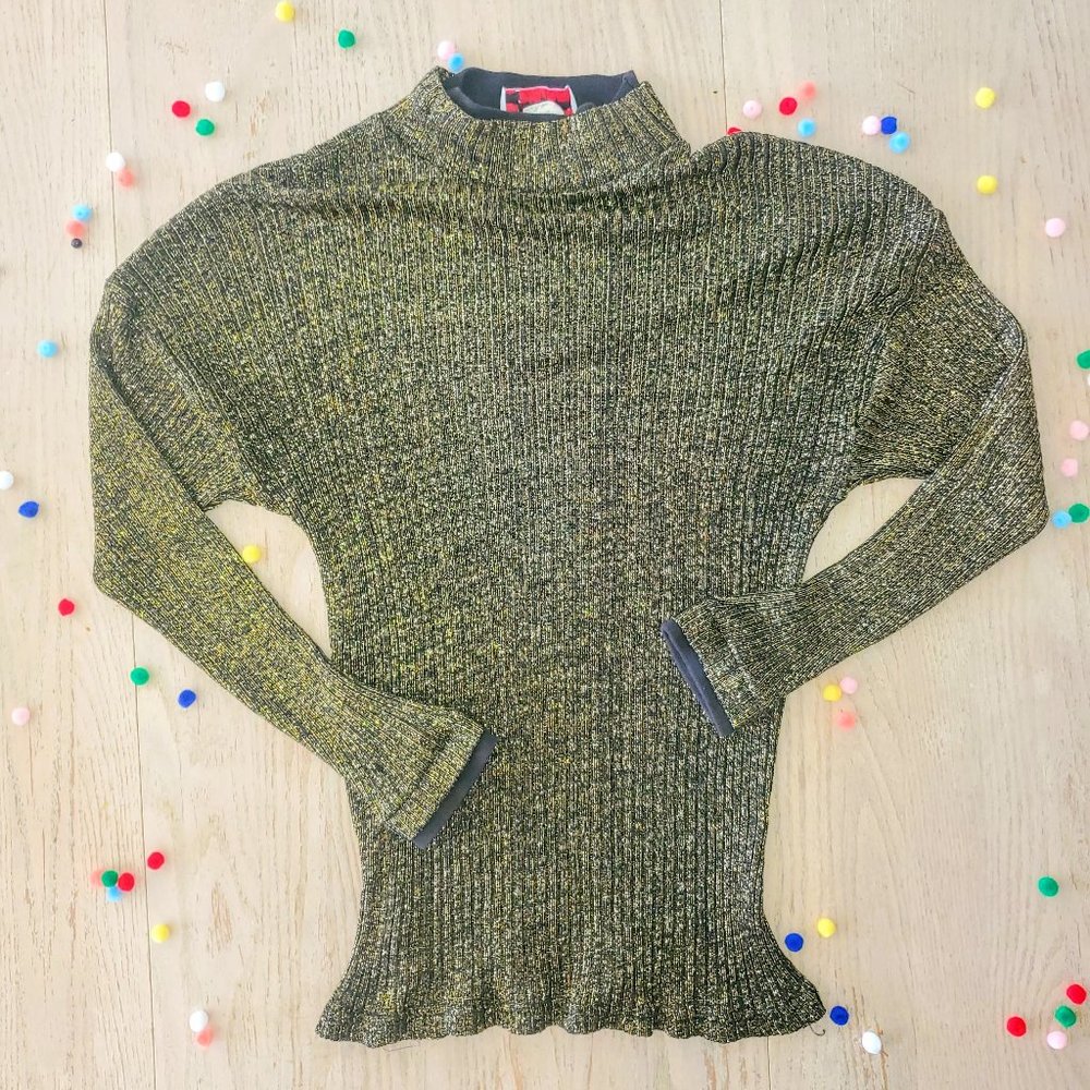 Vintage Gold Threaded Sweater L